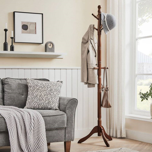 Adjustable Height Solid Wood Coat Rack