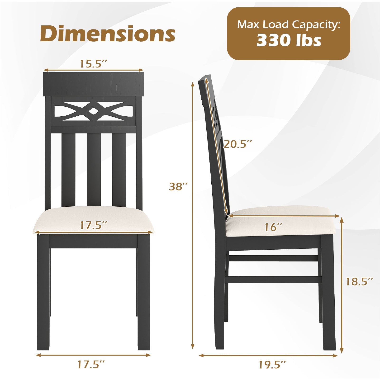 Dining Chairs Set of 2 High Back Dining Chairs