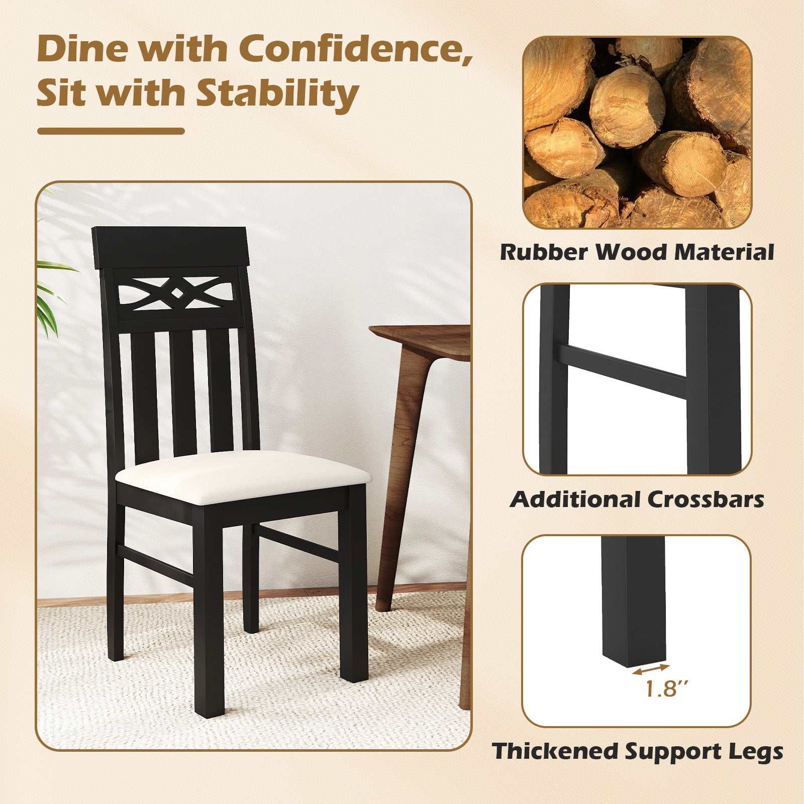 Dining Chairs Set of 2 High Back Dining Chairs