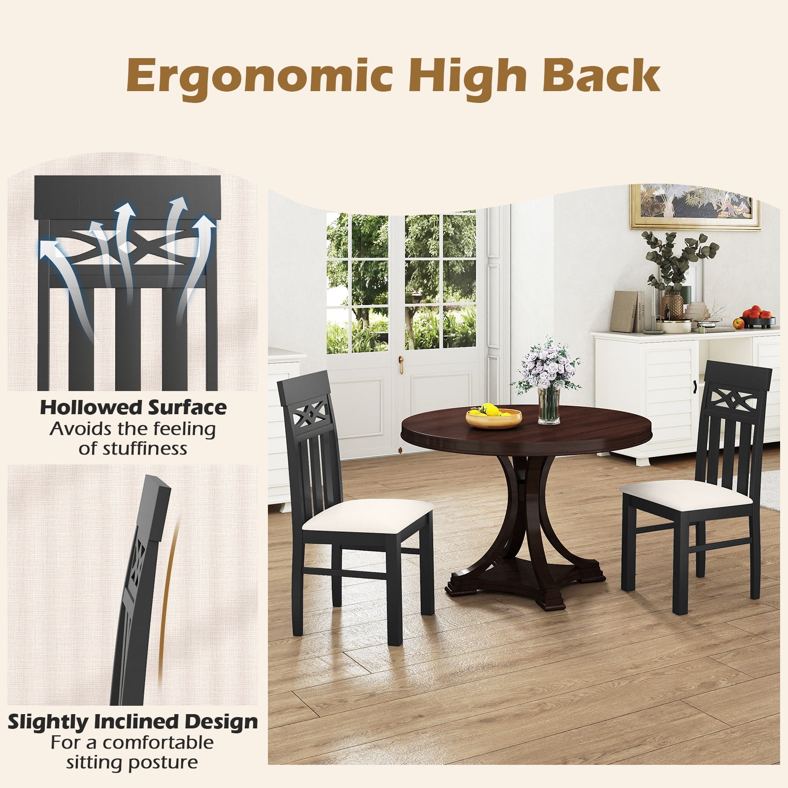 Dining Chairs Set of 2 High Back Dining Chairs