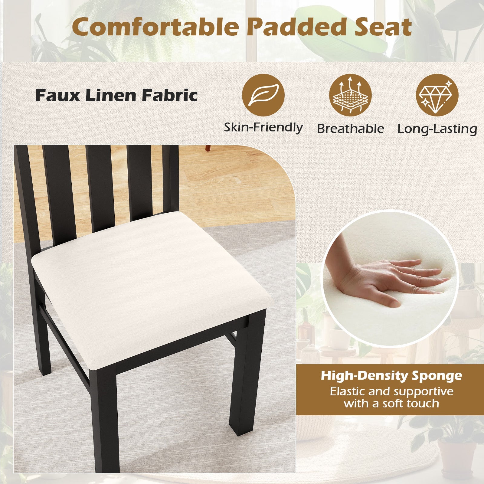 Dining Chairs Set of 2 High Back Dining Chairs