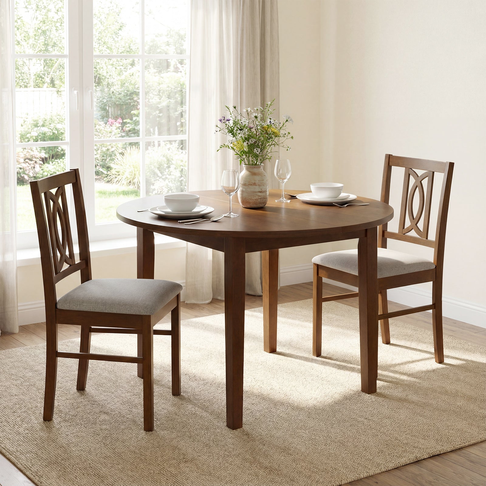 Dining Chairs Set of 2 Rubber Wood Dining Chairs
