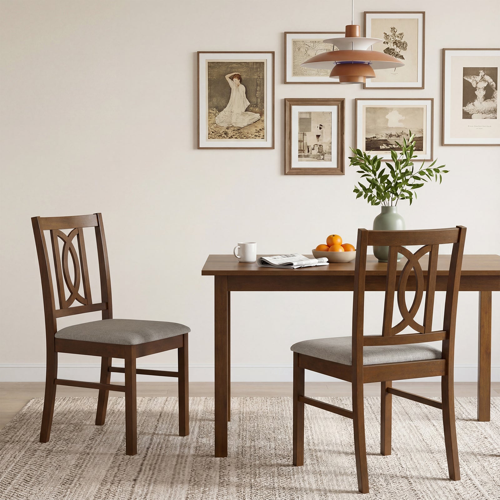 Dining Chairs Set of 2 Rubber Wood Dining Chairs
