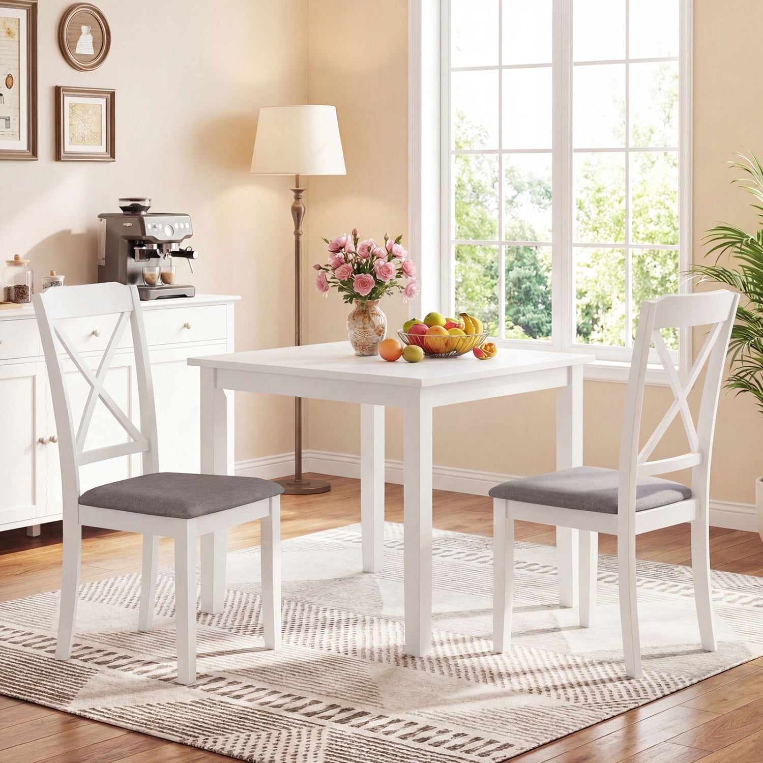 Dining Chairs Set of 2 Rubber Wood Dining Chairs
