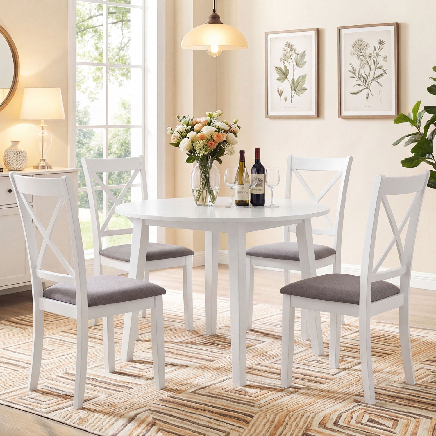 Dining Chairs Set of 2 Rubber Wood Dining Chairs