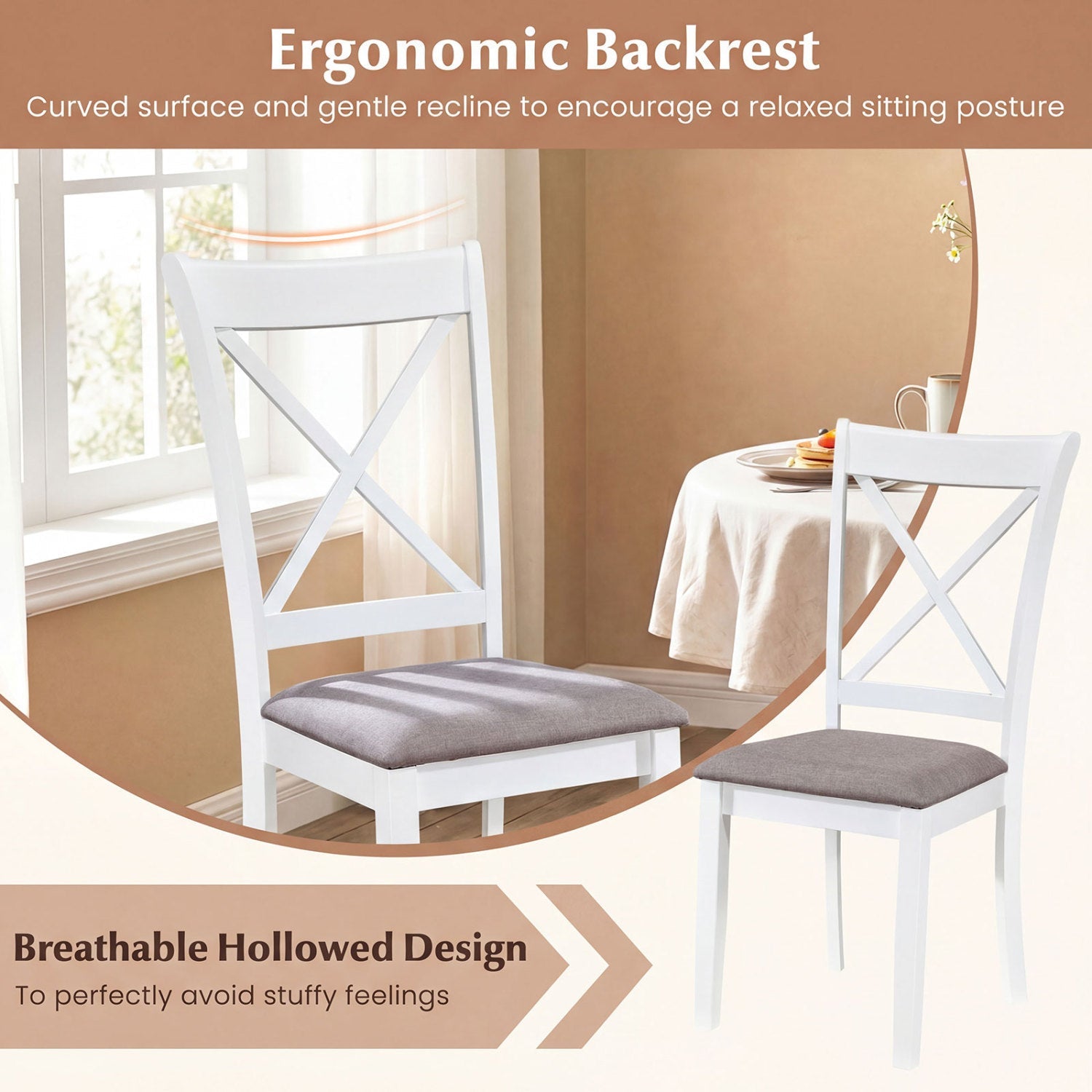 Dining Chairs Set of 2 Rubber Wood Dining Chairs
