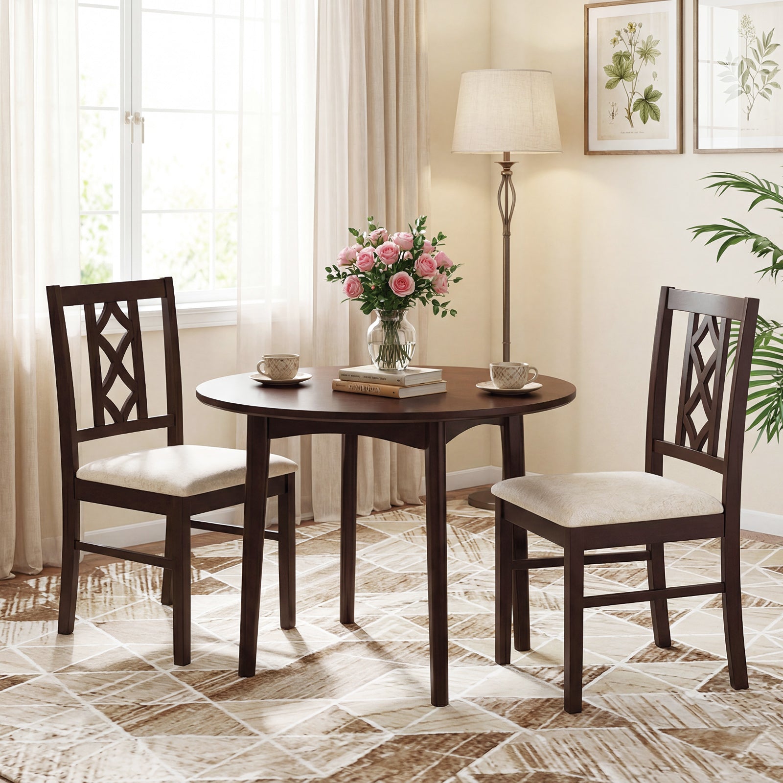 Dining Room Chairs Set of 2 Rubber Wood Dining Chairs