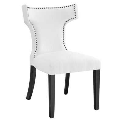 White Curve Fabric Dining Chair