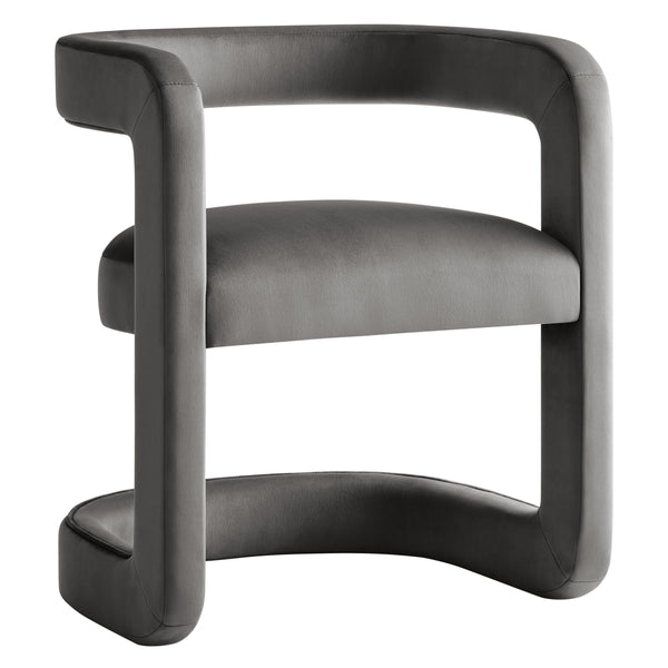 Gray Winslow Barrel Velvet Dining Chair
