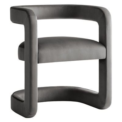 Gray Winslow Barrel Velvet Dining Chair