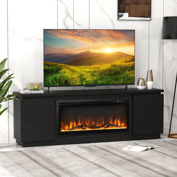 Fireplace TV Stand for TVs up to 80 Inch with 3 Adjustable Shelves