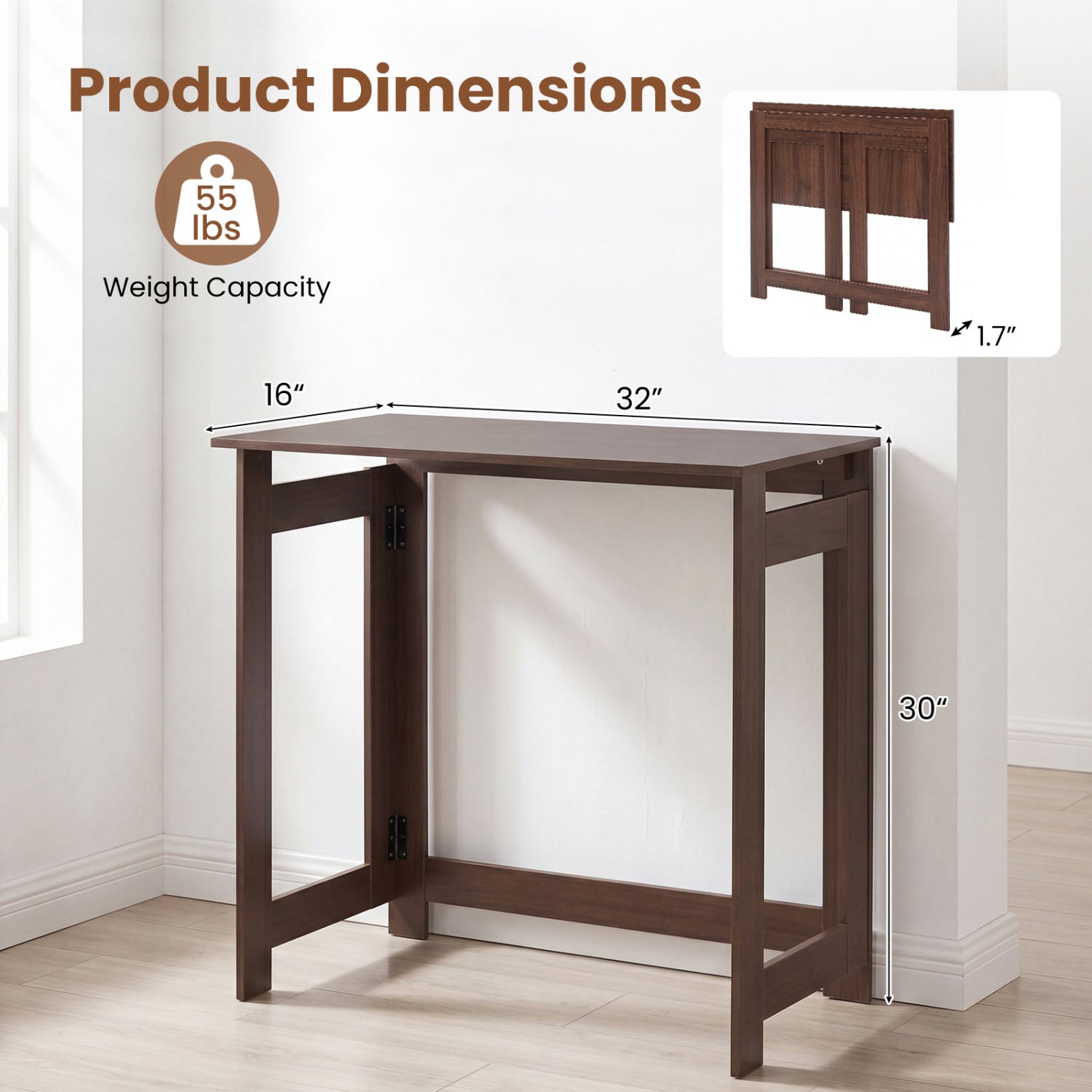 Folding Console Table with Space-Saving Design