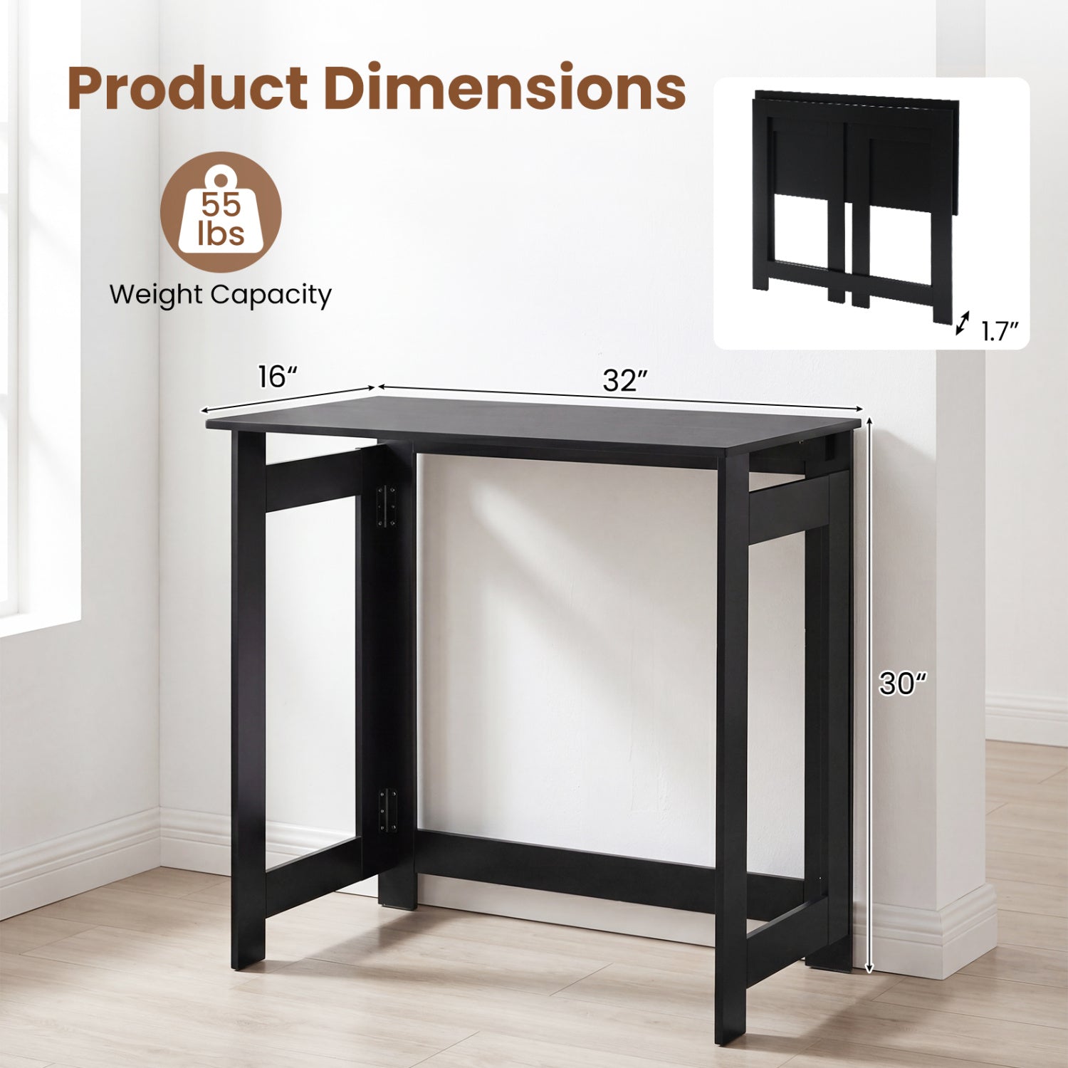 Folding Console Table with Space-Saving Design