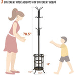 Metal Coat Rack Hall Tree with Umbrella Stand