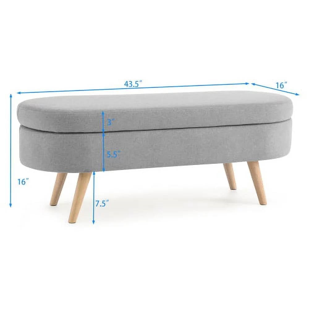 Modern Boho Style Grey Linen Bedroom Storage Bed Bench