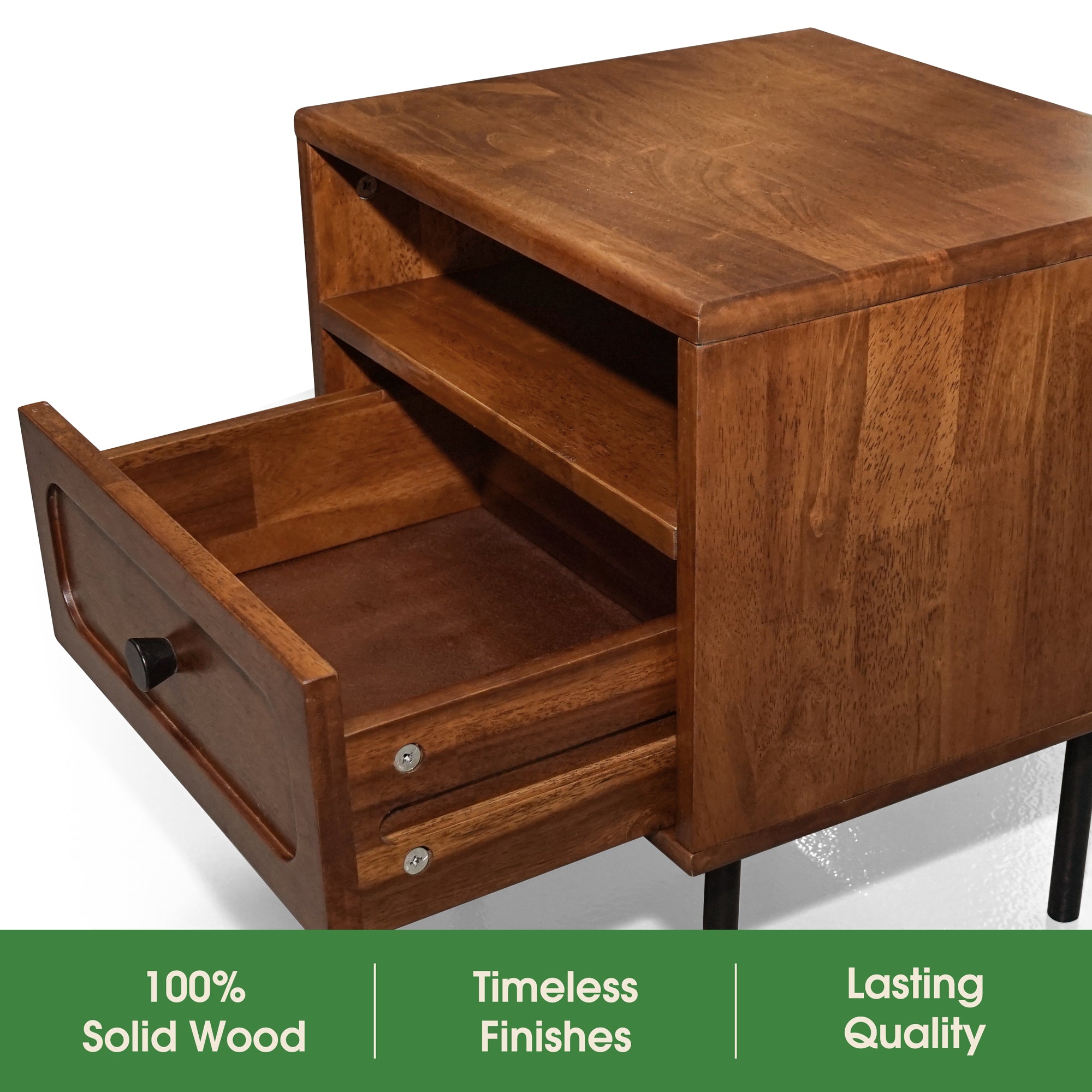Savana Solid Wood Single-Drawer Nightstand