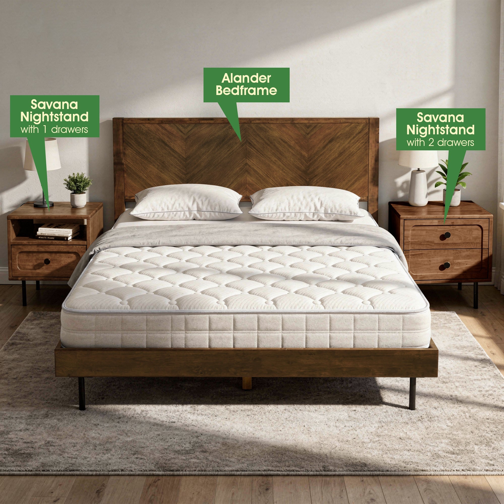 Savana Solid Wood Single-Drawer Nightstand