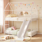 Bunk Bed Twin Over Twin House Bunk Bed Frame with Metal Slats