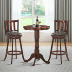 Set of 2 - 360 Degree Swivel Wooden Counter Height Bar Stool Set with Cushioned Seat