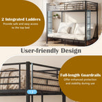 Heavy Duty Metal Bunk Bed Frame with Headboard and Footboard