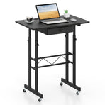 Height Adjustable Standing Desk with Wheels & Drawer