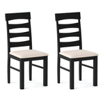 High Back Dining Room Chairs Set of 2 with Padded Seat-Black