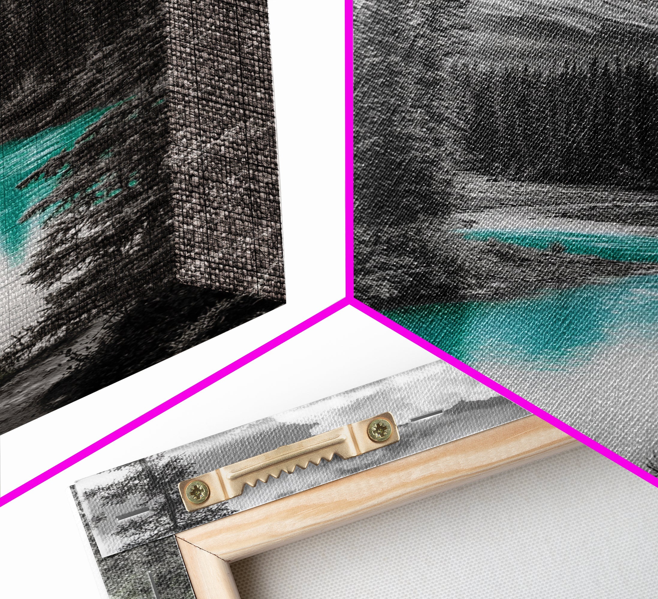 Mountain River, Turquoise Stream, Serene Nature Scene, Canvas Print, Living Room Wall Art, Minimal Landscape Decor, Cabin Vibes