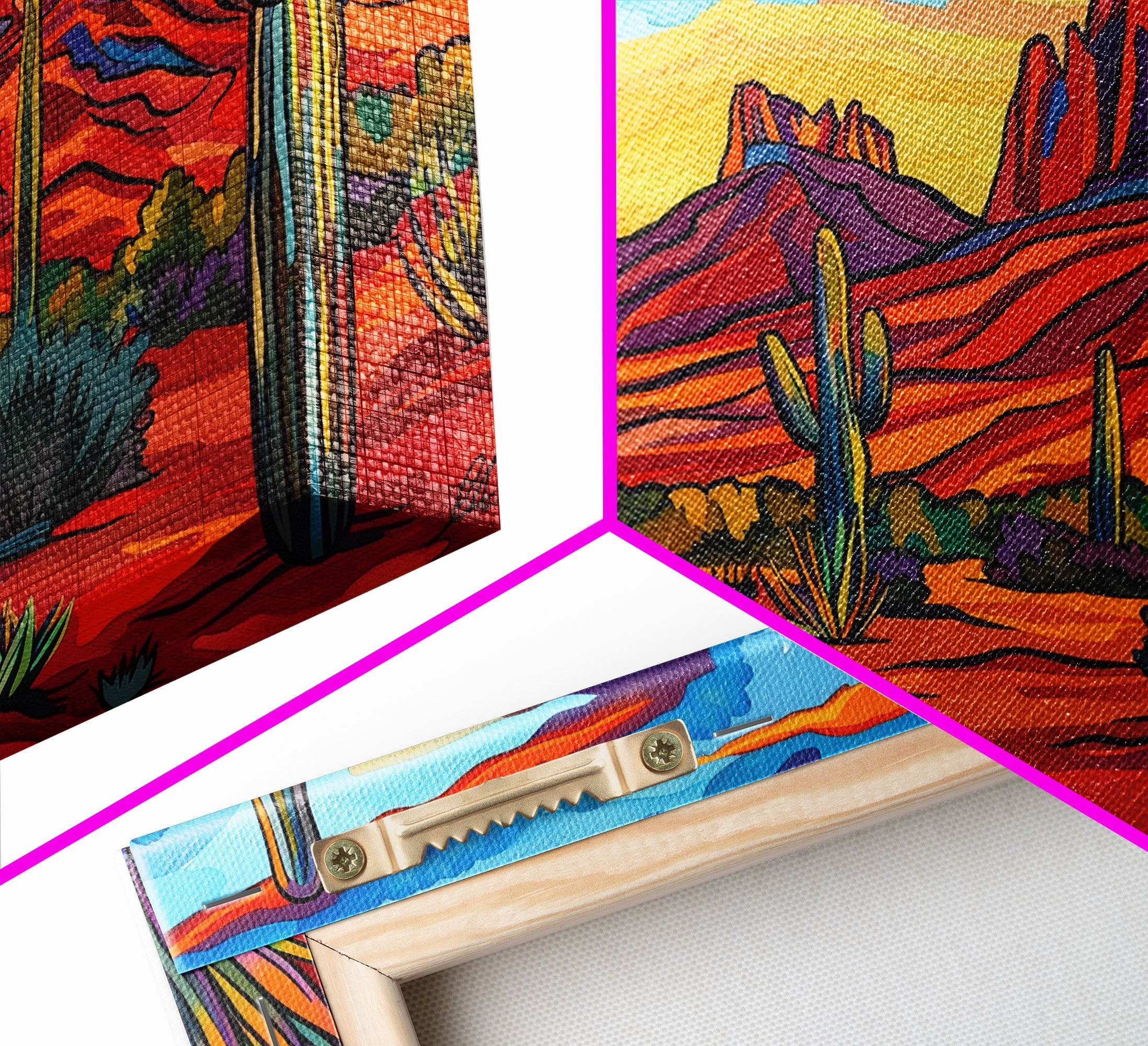 Retro Style Desert Landscape Painting Print