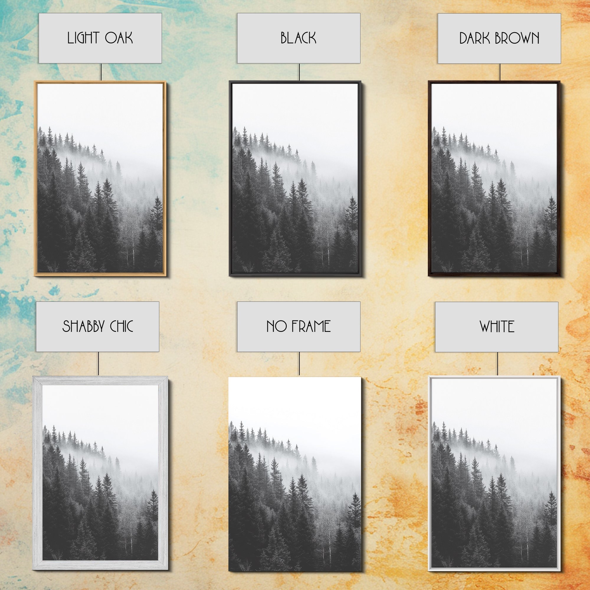 Misty Forest, Pine Trees, Foggy Morning, Canvas Print, Moody Nature Wall Art, Nordic Bedroom Decor, Monochrome Forest Landscape