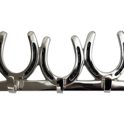 Huntley Equestrian Silver Horseshoe Wall Hook Rack-3 Hook