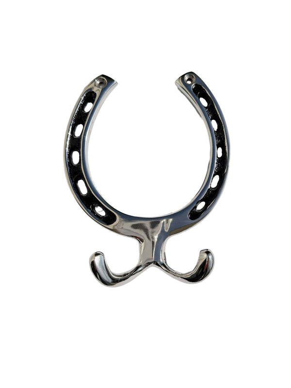 Huntley Equestrian Silver Horseshoe Wall Hook Rack-2 Hook