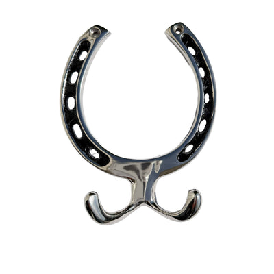 Huntley Equestrian Silver Horseshoe Wall Hook Rack-2 Hook