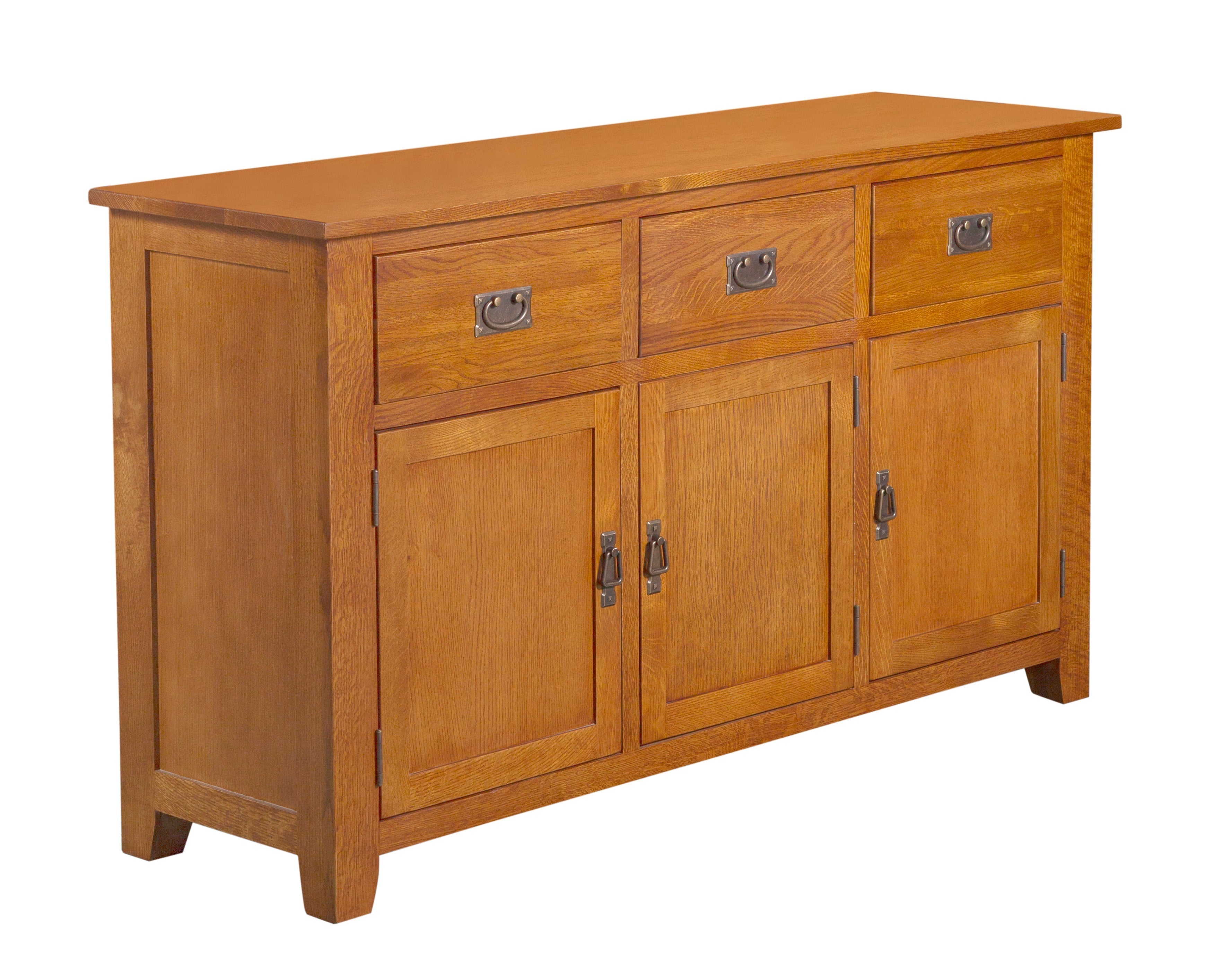 Mission Solid Oak 3 Drawer 3 Door Sideboard - Michael's Cherry (MC-A) - 59