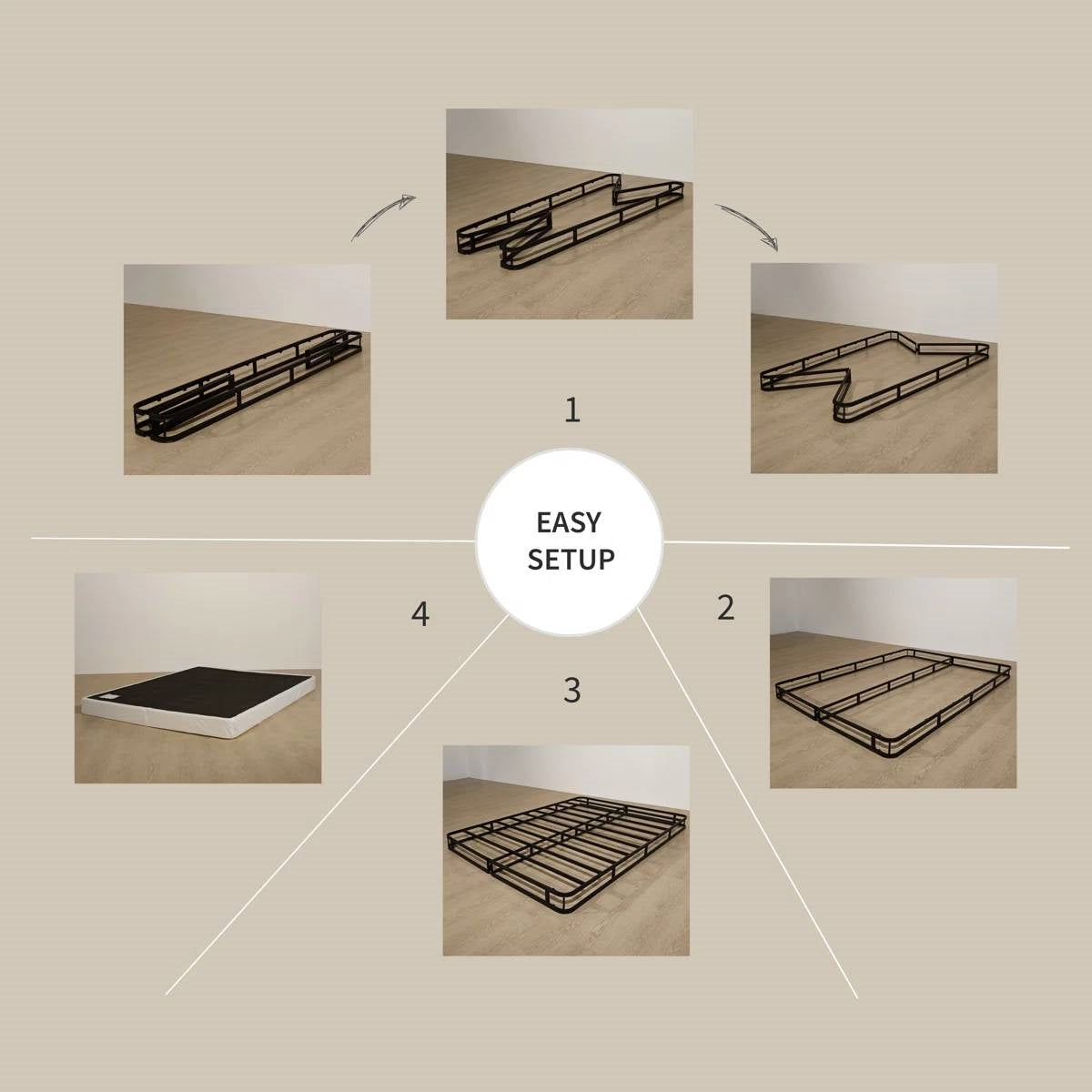 King size 8-inch Metal Frame Box-Spring Mattress Foundation with Cover