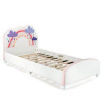 Kids Upholstered Platform Bed with Rainbow Pattern