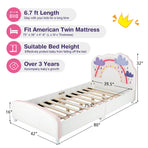 Kids Upholstered Platform Bed with Rainbow Pattern