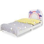 Kids Upholstered Platform Bed with Rainbow Pattern