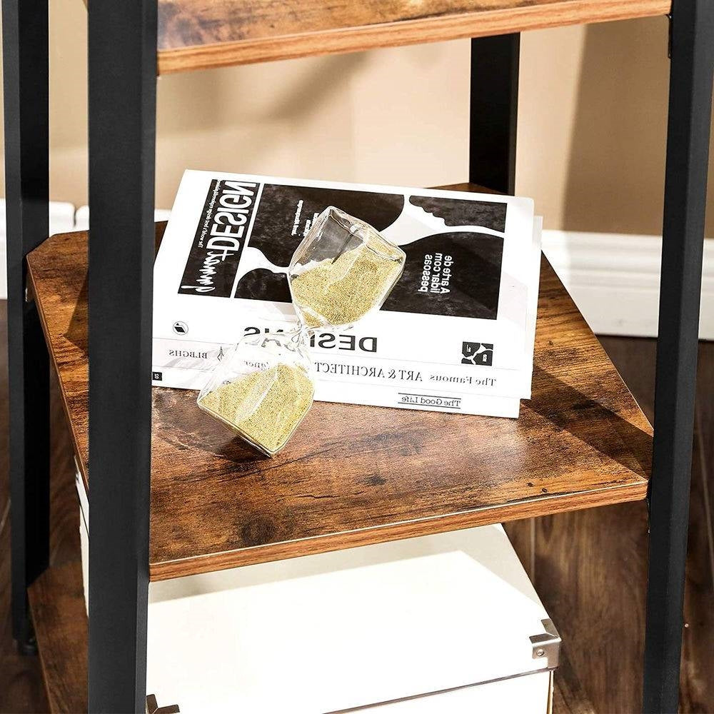 Modern Metal Frame Wood Shelf Coat Rack with 3-Shelves