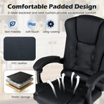 Massage Office Chair with Footrest & Reclining Backrest