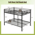 Metal Bunk Bed Full Over Full with Length Safety Guardrail-Black