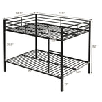 Metal Bunk Bed Full Over Full with Length Safety Guardrail-Black