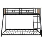 Metal Bunk Bed Twin Over Full with Full Length Safety Guardrail and Ramp Ladder
