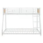 Metal Bunk Bed Twin Over Full with Full Length Safety Guardrail and Ramp Ladder
