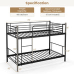 Metal Bunk Bed with Ladder and Full-length Guardrails
