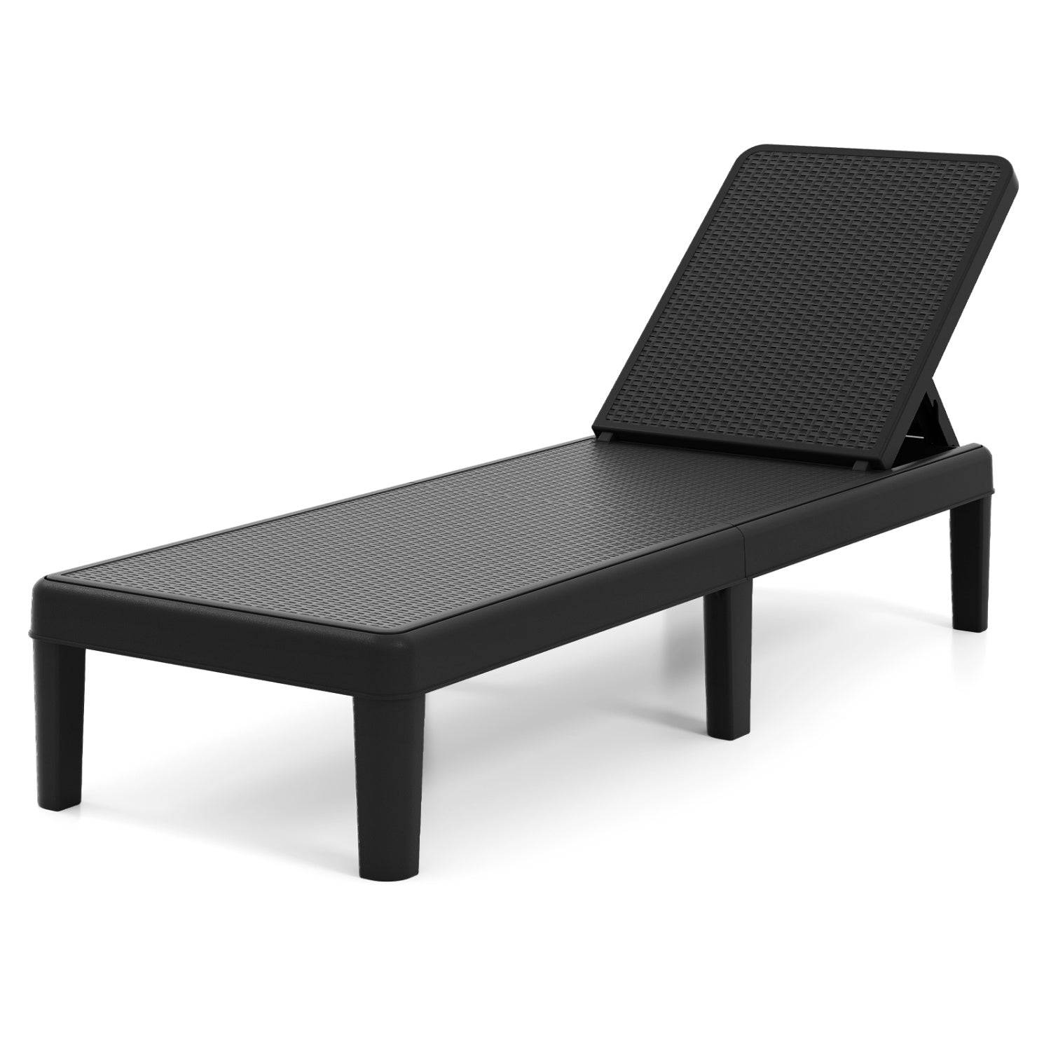 Outdoor Chaise Lounger Chair with Waterproof Rattan Textured PP Surface
