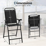 Folding Patio Bar Stool Set of 2 with Footrest - Black
