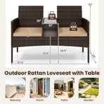 Patio Loveseat 2-Seat Conversation Set with Coffee Table