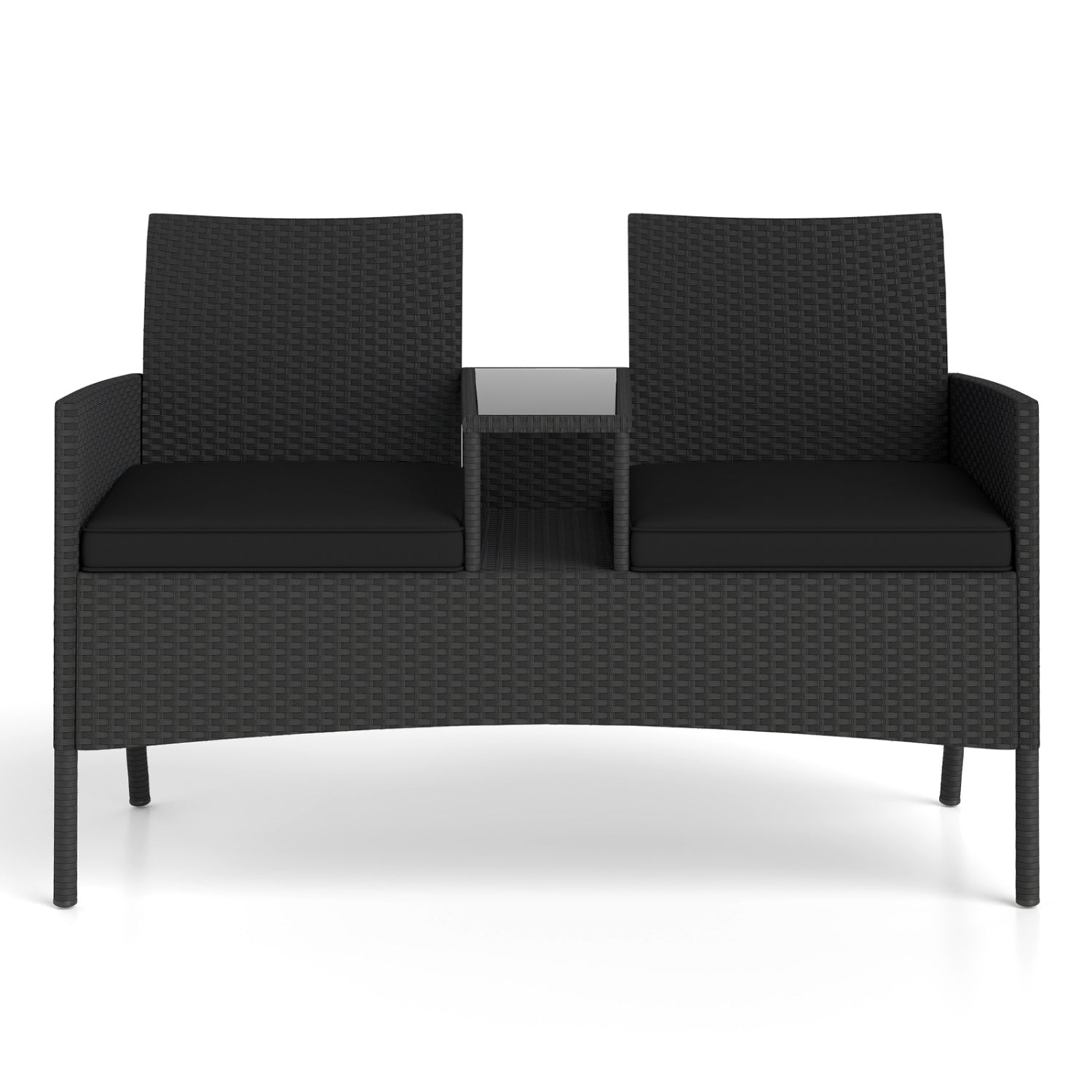 Patio Loveseat with Built-in Table and Storage