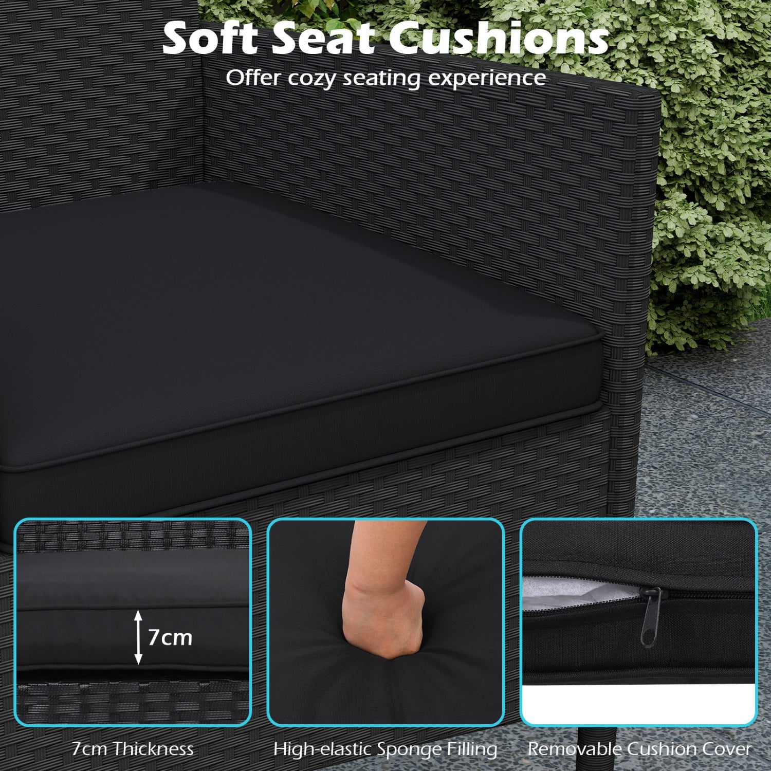 Patio Loveseat with Built-in Table and Storage