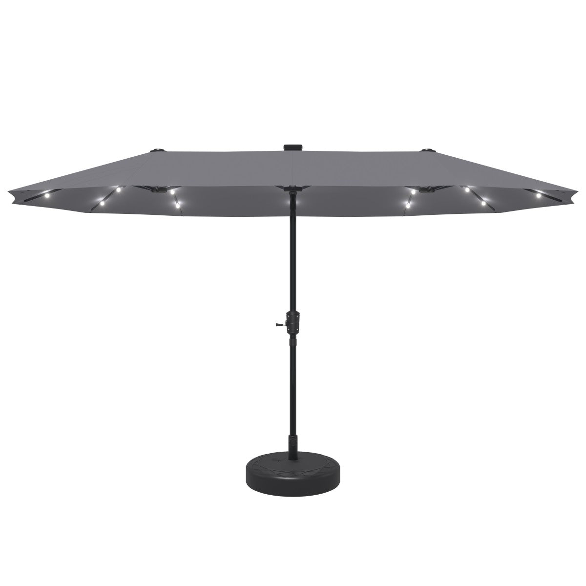 Ainfox 13ft Outdoor Patio Umbrella with Lights and Decorative Pattern Umbrella Base